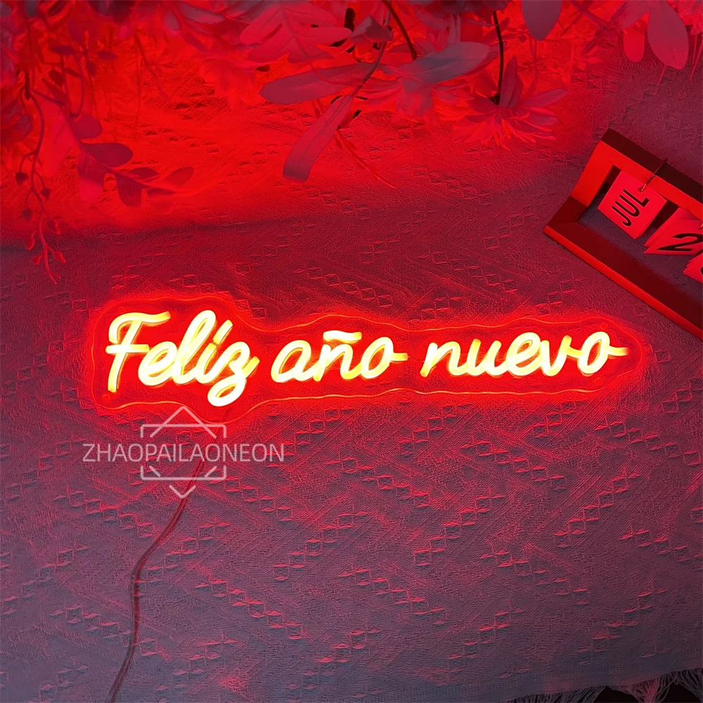 سنة جديدة سعيدة أضواء النيون عيد الميلاد الديكور 2026 ديكور المنزل غرفة نوم Feliz ano nuevo النيون Led تسجيل جدار ديكور الهدايا #5