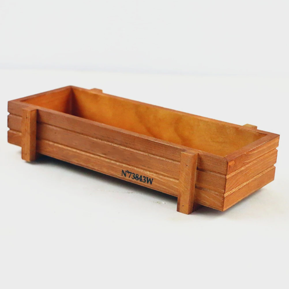 

2pcs Wooden Succulent Box Retro Style Planter Pot for Cactus Ferns Decor Storage Container Gardening
