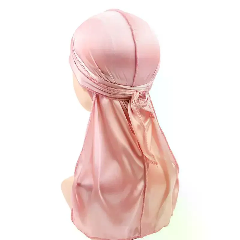 Men's Silky Satin Durag, Long Tail Tie Down Du-Rag Cap, Smooth Silk Head Wrap For Waves Braids, Breathable Hair Protection