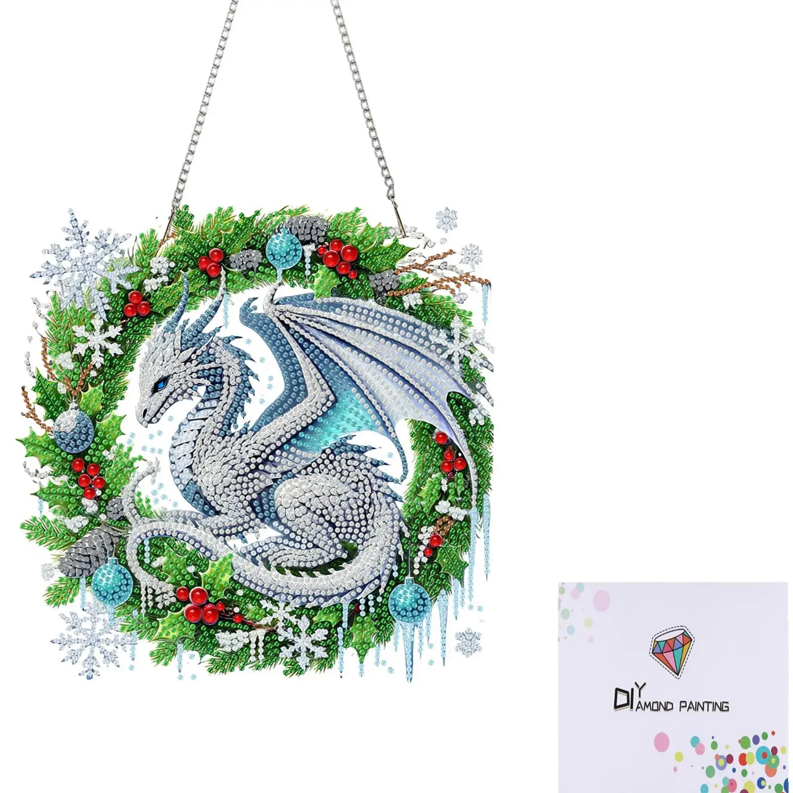 

Рождественский динозавр, рождественская тема, 2D плоские наборы подвесок для акриловой алмазной живописи «сделай сам»