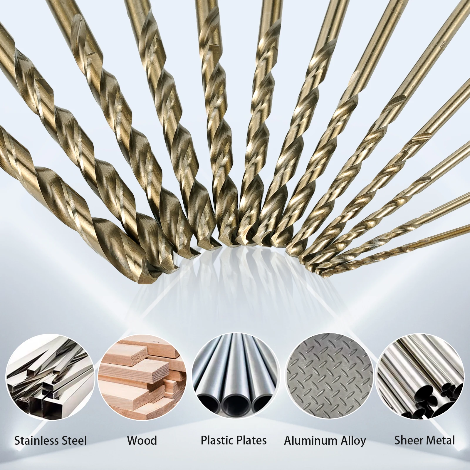 Set di punte da trapano al cobalto M35 HSS-Co da 13 pezzi 1/16-1/4 pollici per metallo temprato, ghisa, acciaio, plastica e legno con custodia