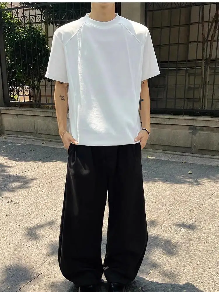 

Heavyweight ort Sve T-irt Men's Summer American Trendy Brand Anti-Wrinkle Rigorous Boxy Fit f Sve Casual Tee