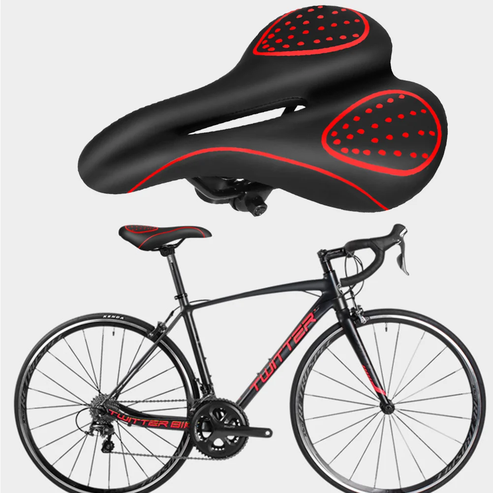 

Silicon Bike Saddle Mountain Seat Black Red Spring Thickened Cushion for Stable Outdoor Cycling Bike Seat Spring Saddle