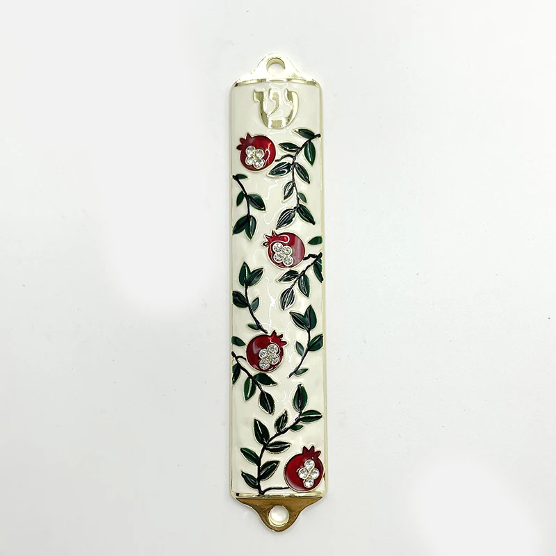 Hand Painted Mezuzah Case Pomegranate Tree Design Jewish Mezuzah Cover with Scroll Home Blessing Present Gift for Festival