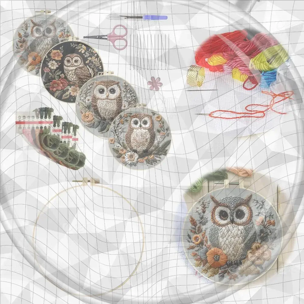 

4 Pack Stamped Cross Stitch Kits with Embroidery Hoop Needles Threads Instruction Embroidery Kit Cross Stitch Set for Adults