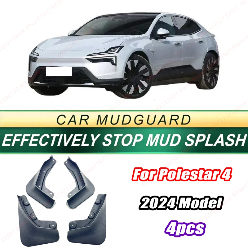 For Polestar 4 2024 Model 4PCS Front Rear Mud Flaps Splash Guards Fender Mudguards Auto Accessories