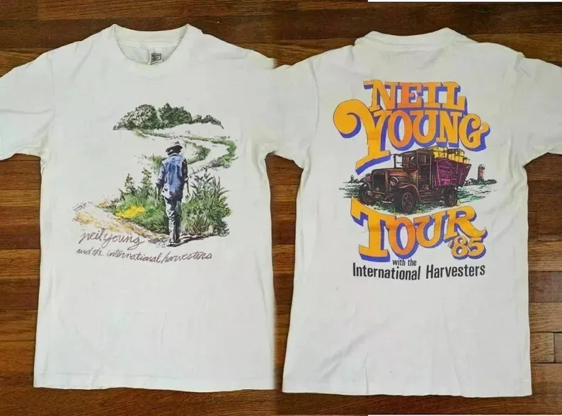 

Neil Young Tour 1985 Rock Music Concert T-Shirt, Vintage Neil Young Shirt