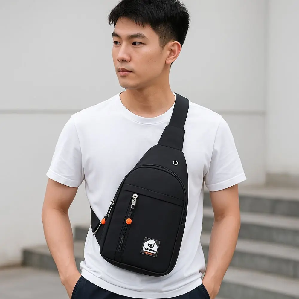 

Oxford Cloth Men's Chest Bag Large Capacity Multipocket Outdoor Waist Bag Single Shoulder Adjustable Strap Sports Walking Bag
