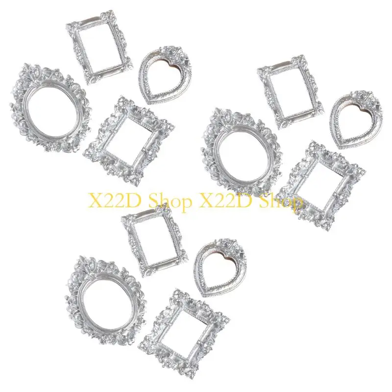 X22D 12Pcs Decorative Resin Picture Frame Small Antique Jewelry Display Photo Frame