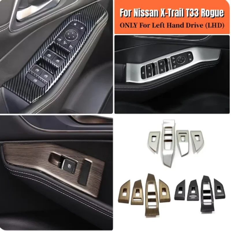 

X For Nissan X-Trail T33 Rogue 2021 2022 2023 ABS Car Interior Door Window Lift Switch Panel Cover trim Sticker Auto Accessories