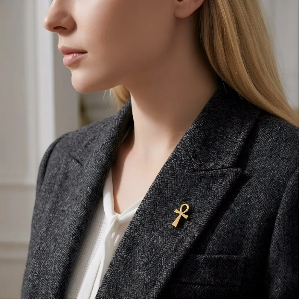 Temperament Clothes Accessories Cross Lapel Pins Light Luxury Metal Egyptian Vintage Brooches Vintage Bow Lapel Pin Gifts