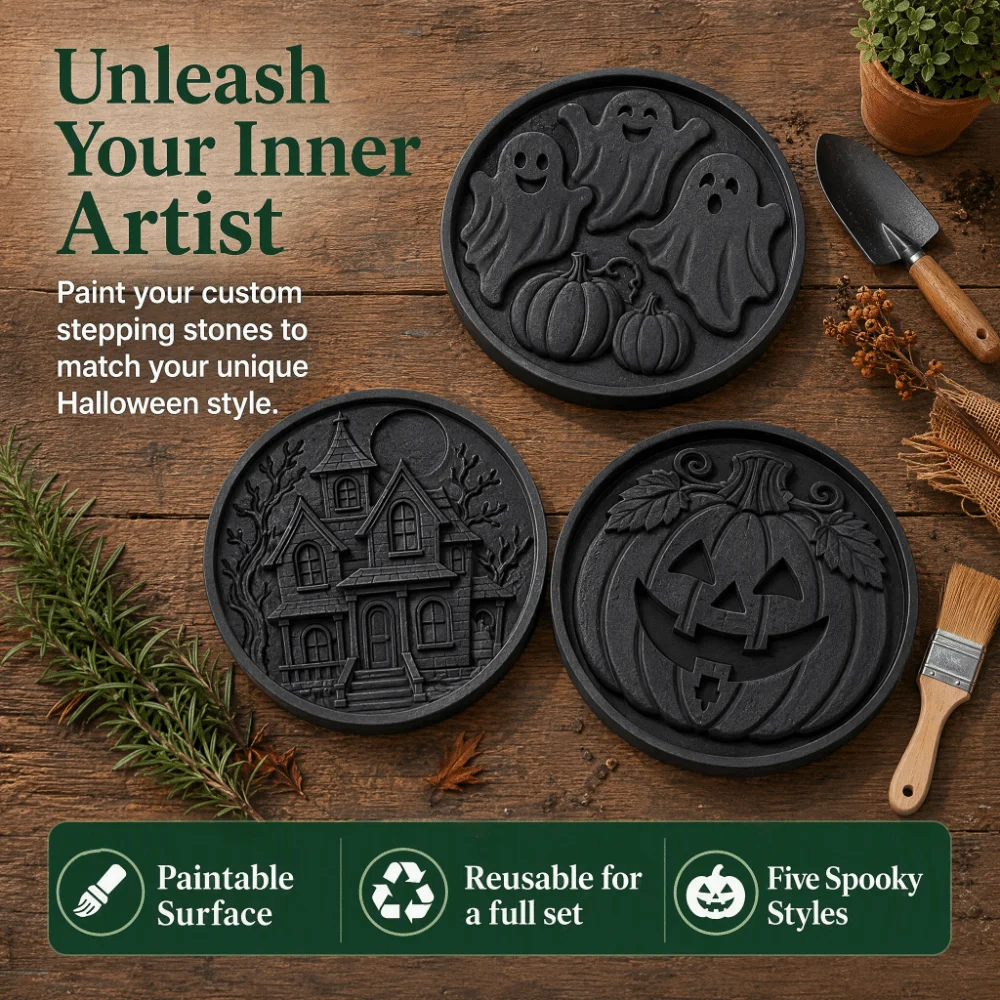 Reusable Pumpkin Stepping Stone Mold Pumpkin Shape DIY Garden Craft Path Paver Mold Outdoor Decor DIY Concrete Paver