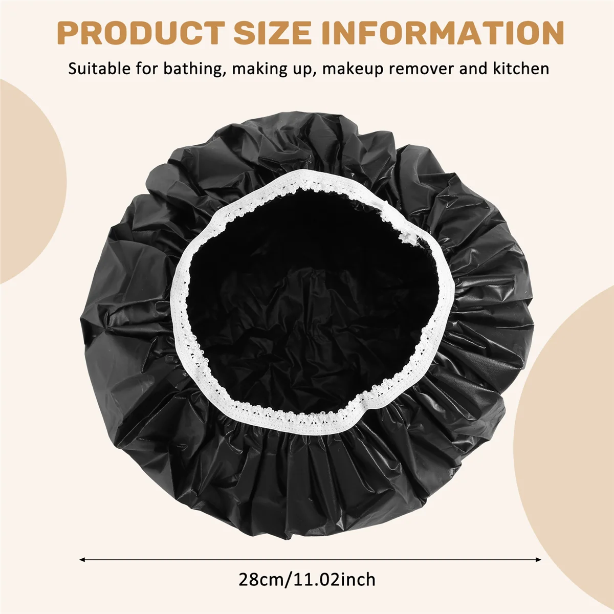 

AA38M 1Pcs Household Waterproof Shower Cap, Swimming Cap, Hotel Elastic Shower Cap Hair Set (Black)