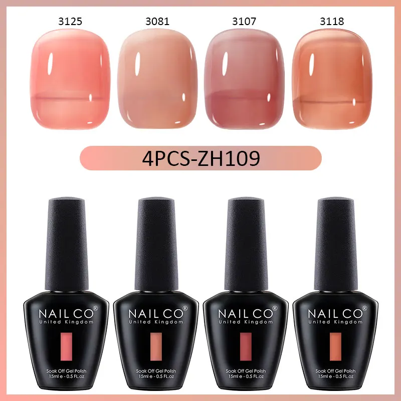 NAILCO 4pcs/Set HEMA Free TPO Free Gel Nail Polish Vernis Semipermanent UV Gel Nail Art Manicure Gel Nail Polish Set Varnish Set