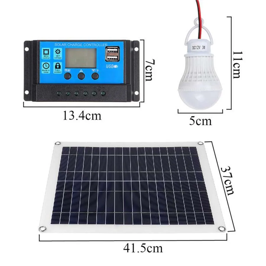 Solar Panel  10V-60V Controller Led light Vehicle And Boat Kit Photovoltaic Panel For Phone RV Car MP3 Outdoor Battery