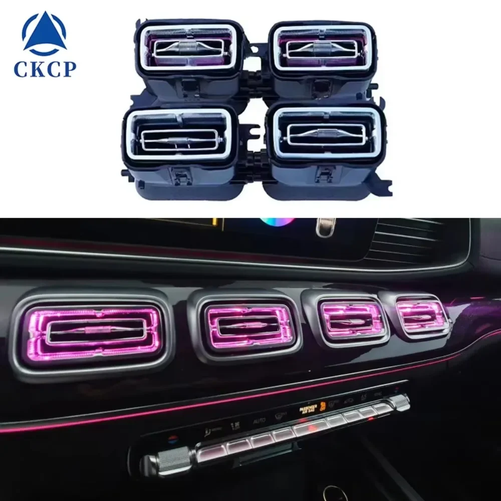 For Mercedes Benz GLE/GLS X167 W167 CKCP 64 Color LED Central Control Air Outlet Vent Trim Front Air Vent Ambient Light 4 PCS