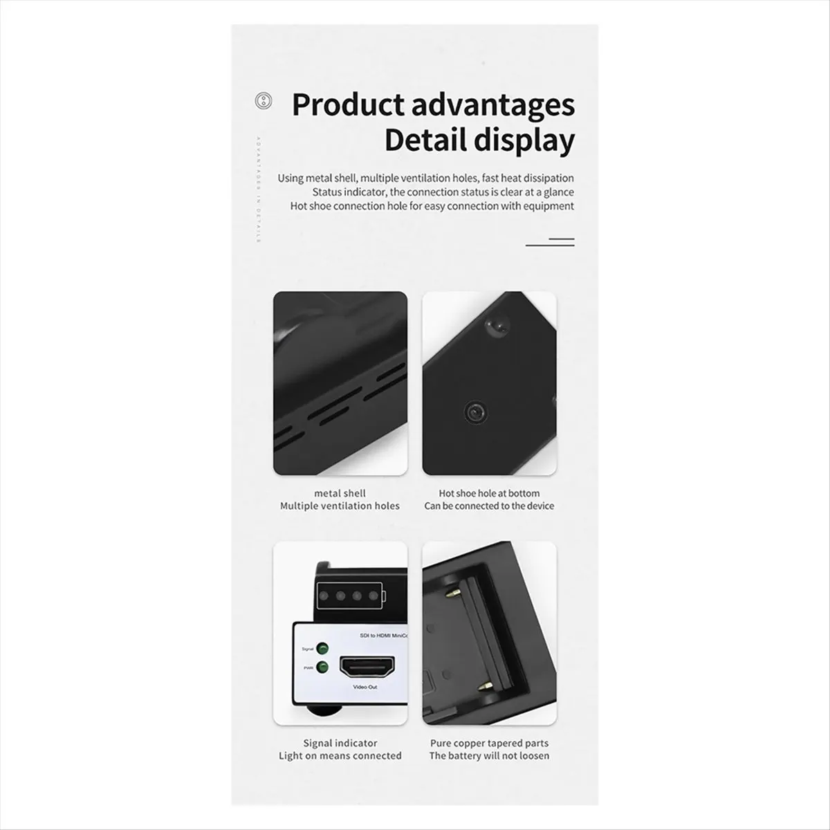 

* Передатчик камеры ONE DAY 1080p, кабельный преобразователь 3G SDI 80 м в HDMI, совместимый с розеткой для аккумулятора (HDMI в SDI)