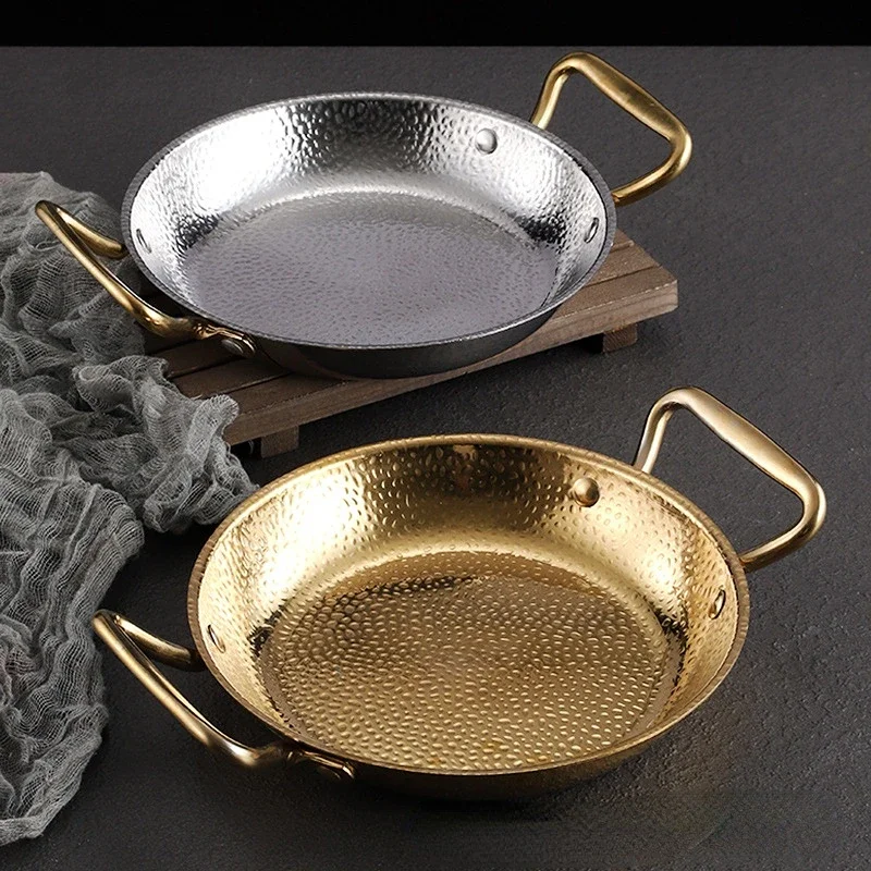 

Stainless Steel Spanish Seafood Paella Pot Thickened Korean Fried Chicken Plate Golden Army Hot Pot Flat Bottom Dry Pot Pots