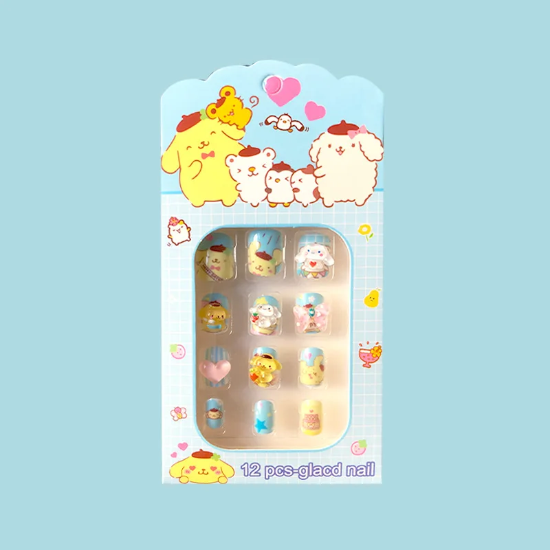 Cute Sanrio Stereoscopic Nail Art Set Kawaii Hello Kittys Cinnamoroll My Melody Kuromi Sweet Cartoon Nail Accessories Girls Gift