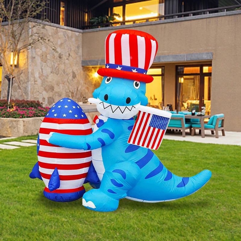 

Lovely Dinosaur Model Rocket Gas Independence Day Campaign Inflatable Model Exhibition Venue Decoration For Yard Garden Lawn