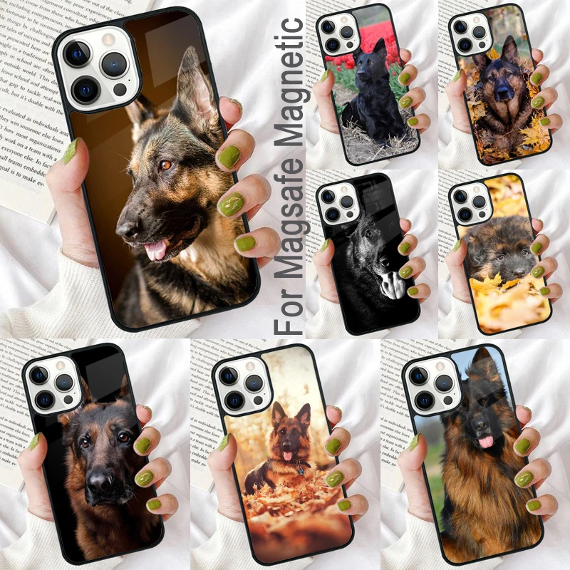 german shepherd dog Soft Silicone Magnetic Soft Phone Case for iPhone 16 Promax 15 Pro 13 14 Plus 11 12 Mini MagSafe Coque