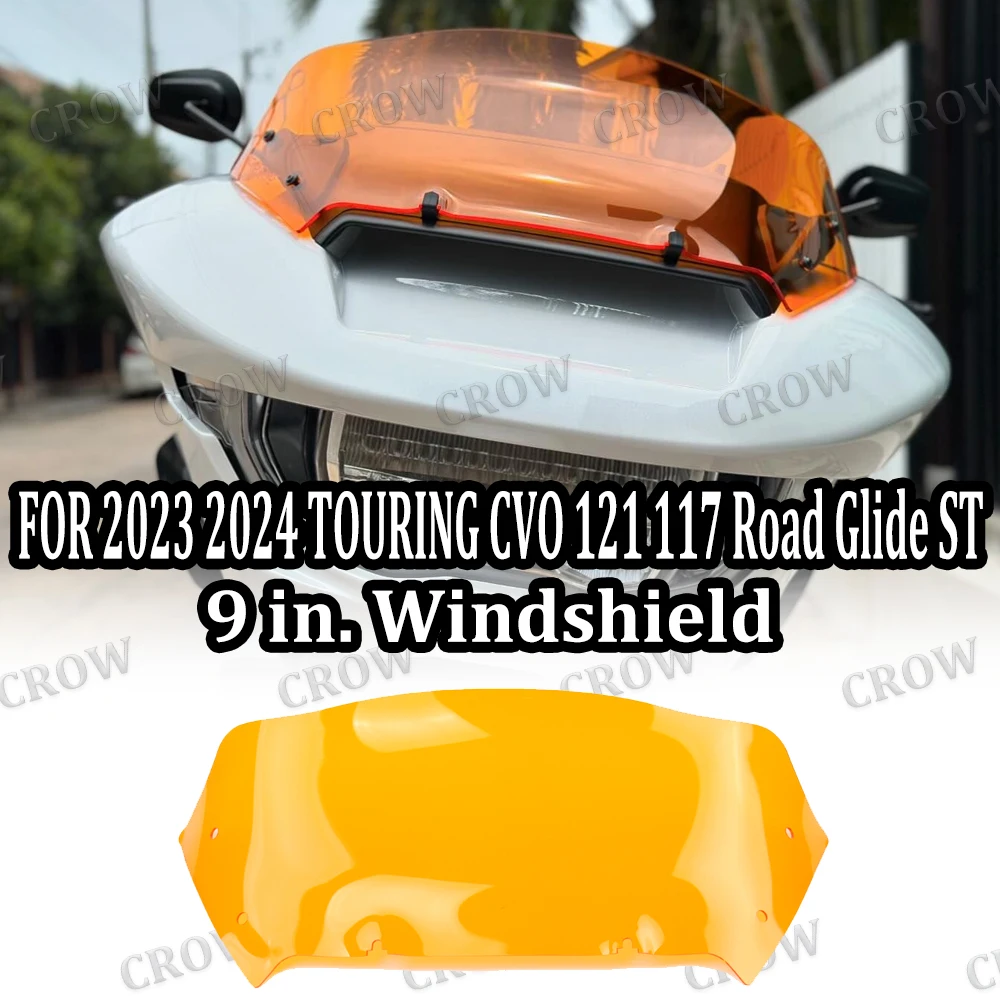 

NEW Motorcycle 9" Windshields Windscreen Wind Deflector For Harley 2023 2024 TOURING CVO 121 117 Road Glide ST FLTRXSE