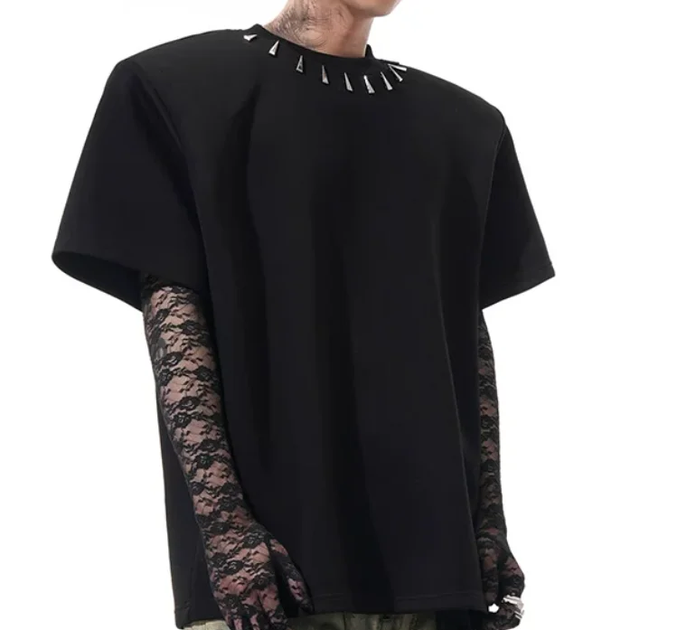 Summer New Black Heavy Industry Short Sleeve Men and Women Simple T-shirt Fashion Versatile Loose Round Neck Daily T-shirts