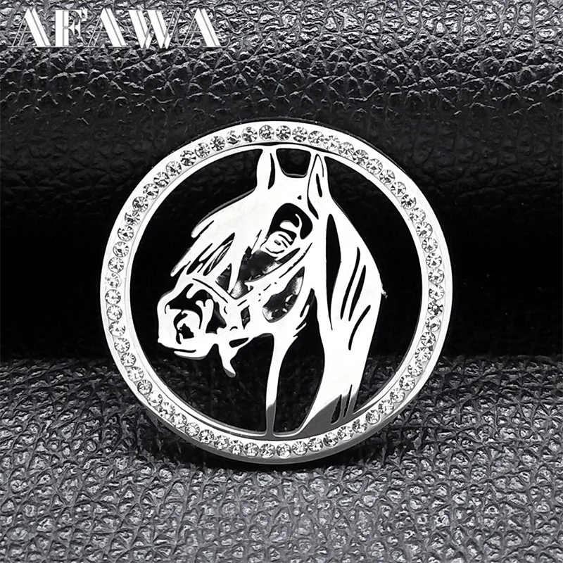 Fashion Horse Pins Badges Brooches for Men Women Crystal Stainless Steel Brooch Pin Birthday Gift Jewelry broche XS02