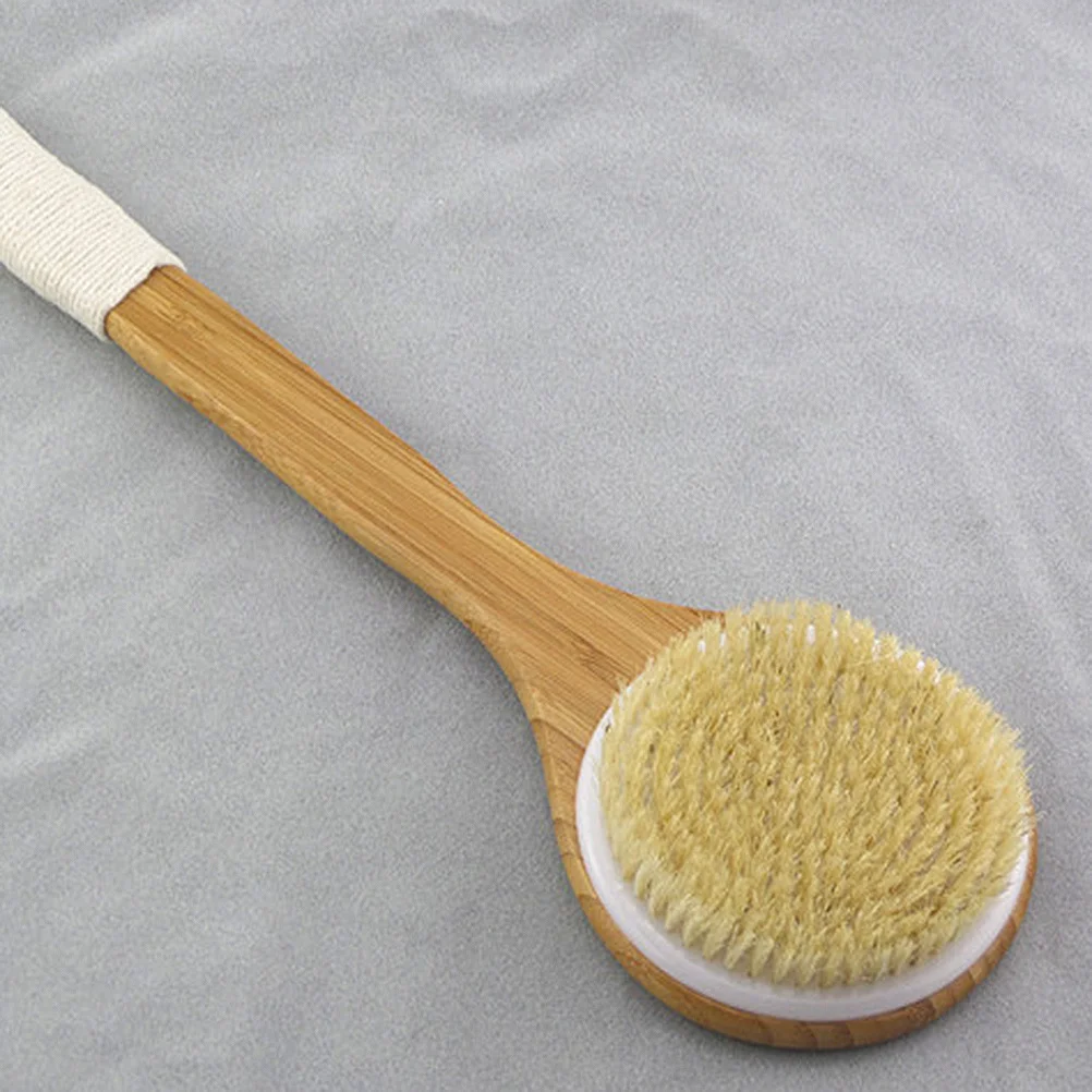 

1pc Exfoliating Bath Brush Bamboo Handle Soft Bristle Shower Scrubber For Back Body Deep Cleansing Men Women Bathing Tool