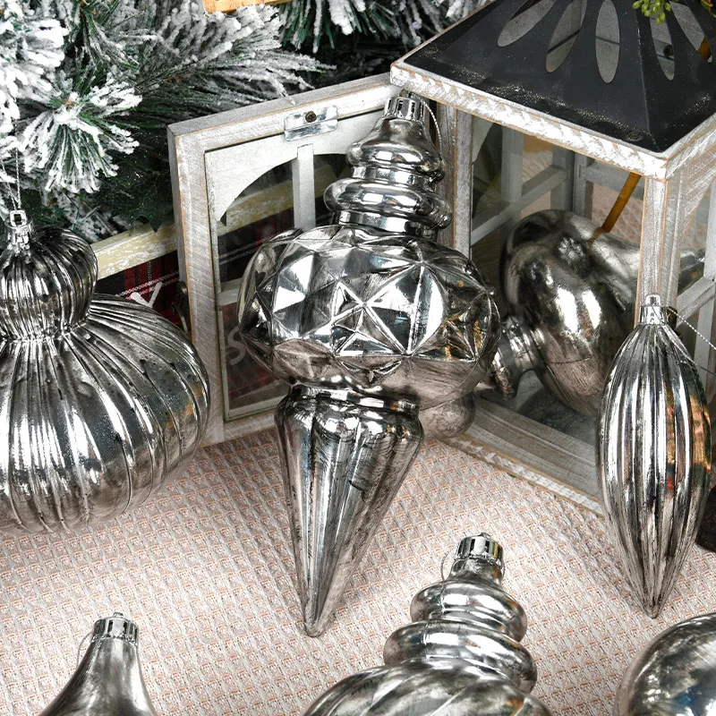 

Christmas decoration silver antique gourd ball pendant