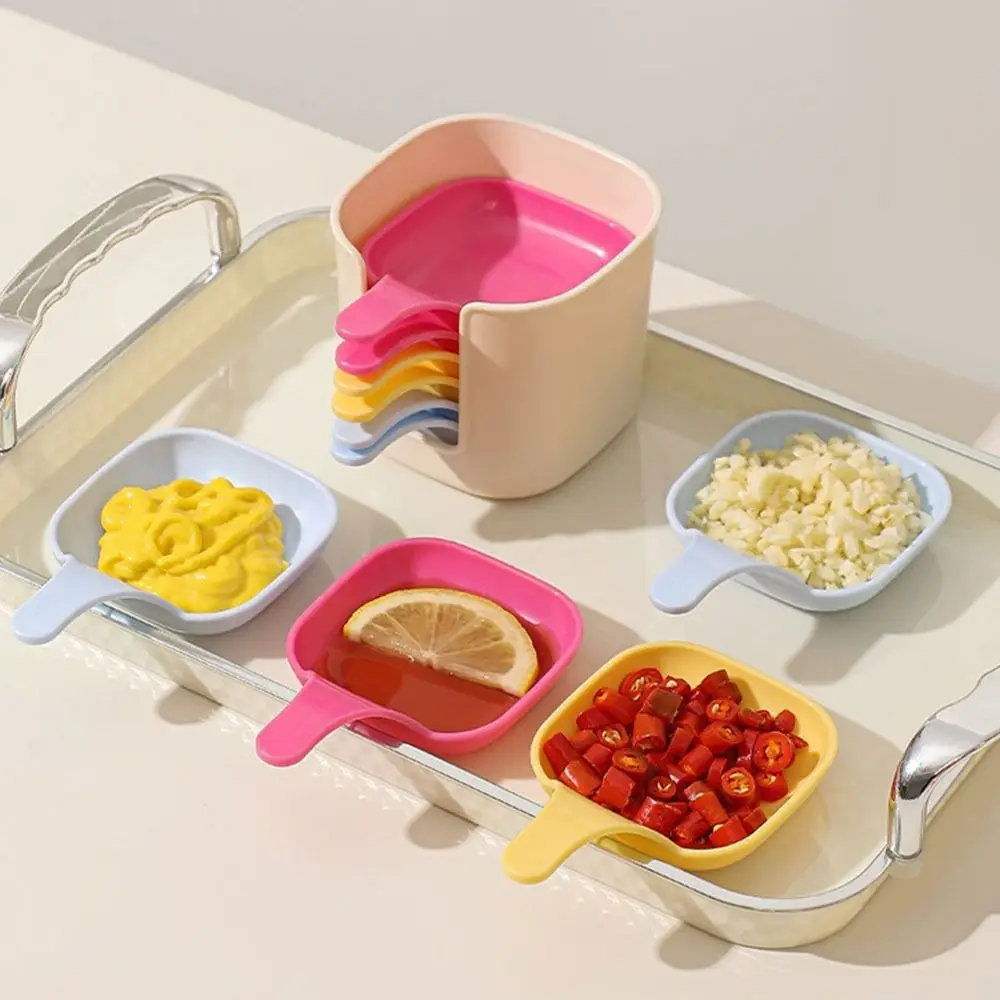 

Портативная тарелка для соуса с ручкой, набор блюд для приправ из допаминового пластика, милые многоразовые тарелки для соуса, суши