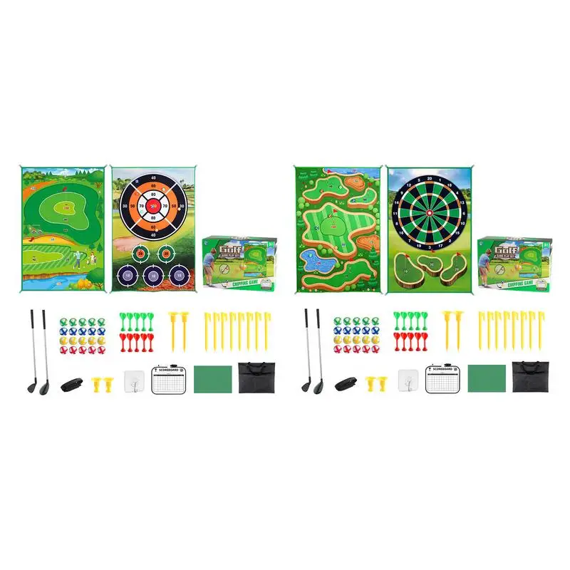 

Indoor Golf Chipping Game 2-in-1 Chipping Mat For Children's Golf Training Putting Darting Golf Game For Backyard Garden