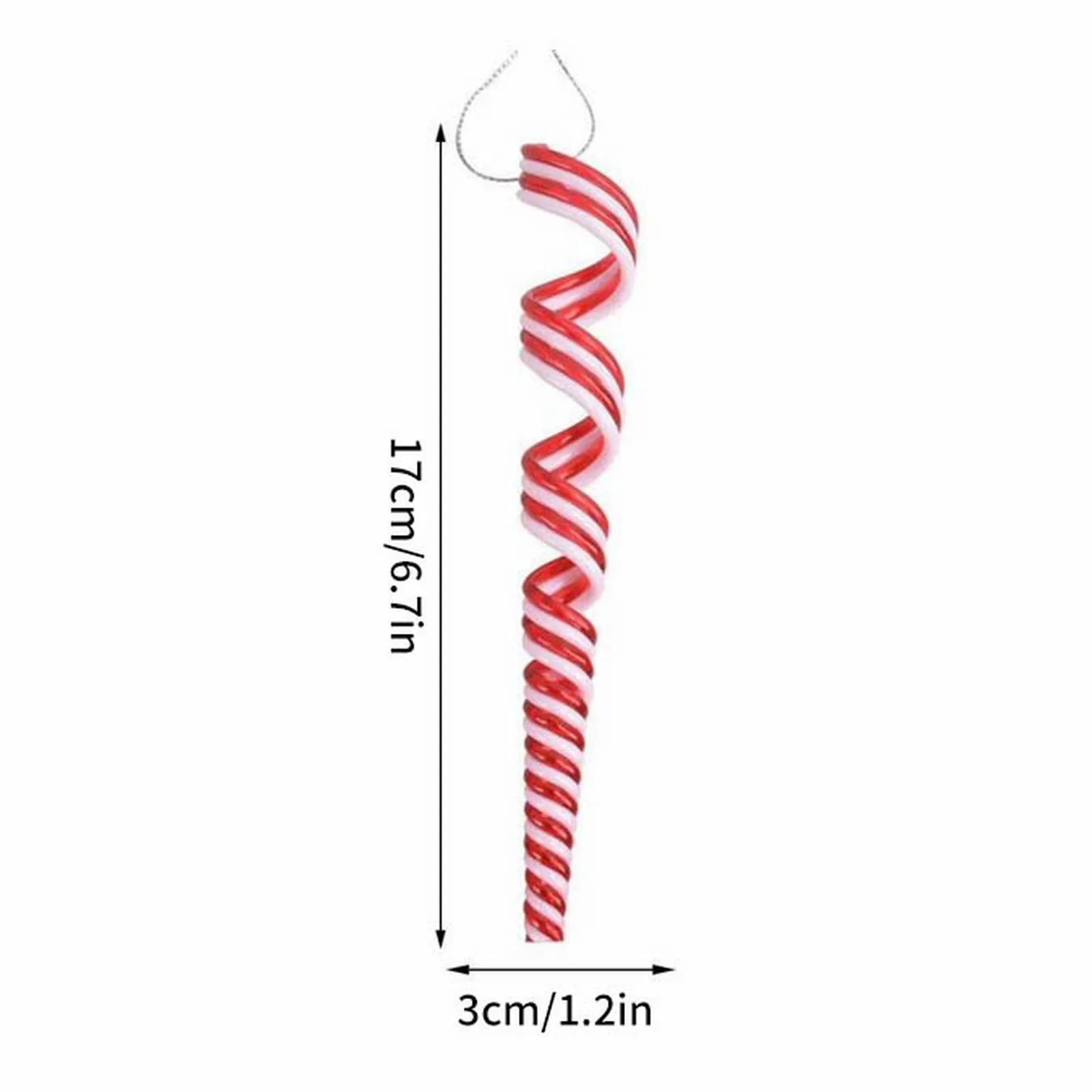 18 Pcs Christmas Spiral Hangings Ceiling Ornaments White Red Ribbon Spiral Lollipop Party Decoration Christmas Tree Hanging