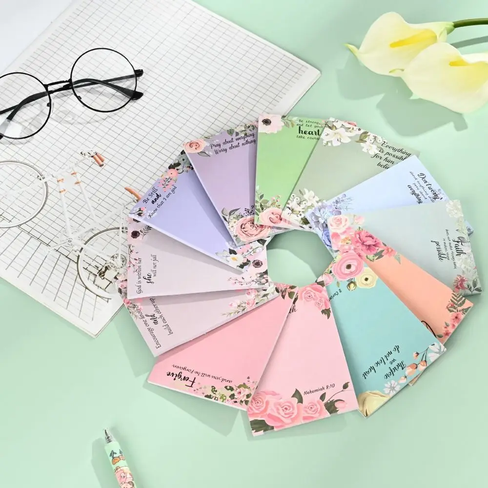

12Pcs Random Color Vintage Floral Sticky Notes Thickened Removable Self-Adhesive Memo 30 Sheets Square Memo Pad Stationery