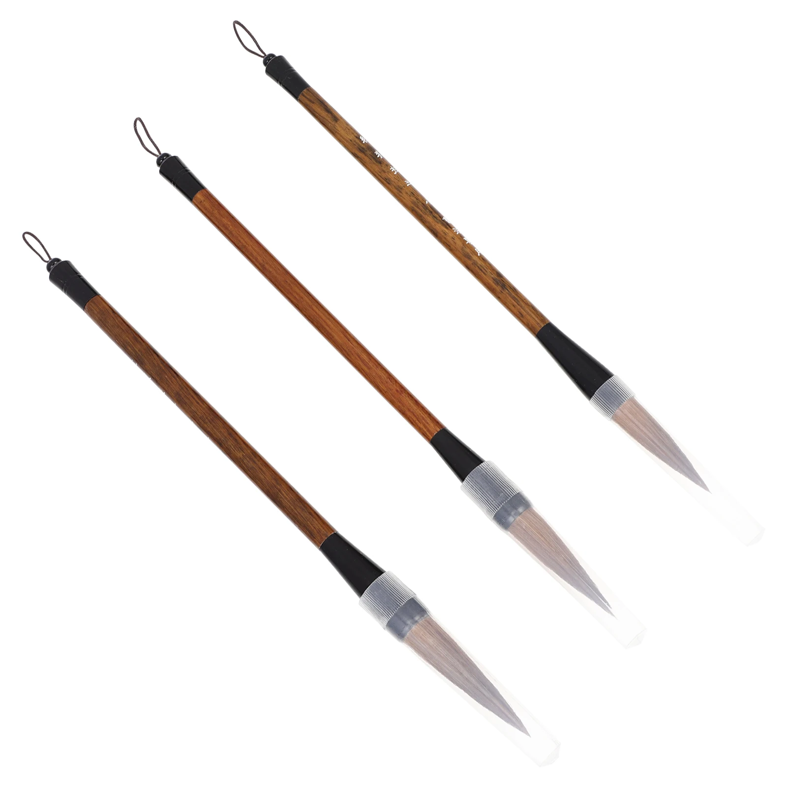 3Pcs Pure Wolf Hair Chinese Calligraphy Brushes Smooth Wooden Handles Comfortable Writing Painting Tools Traditional Ink Brush