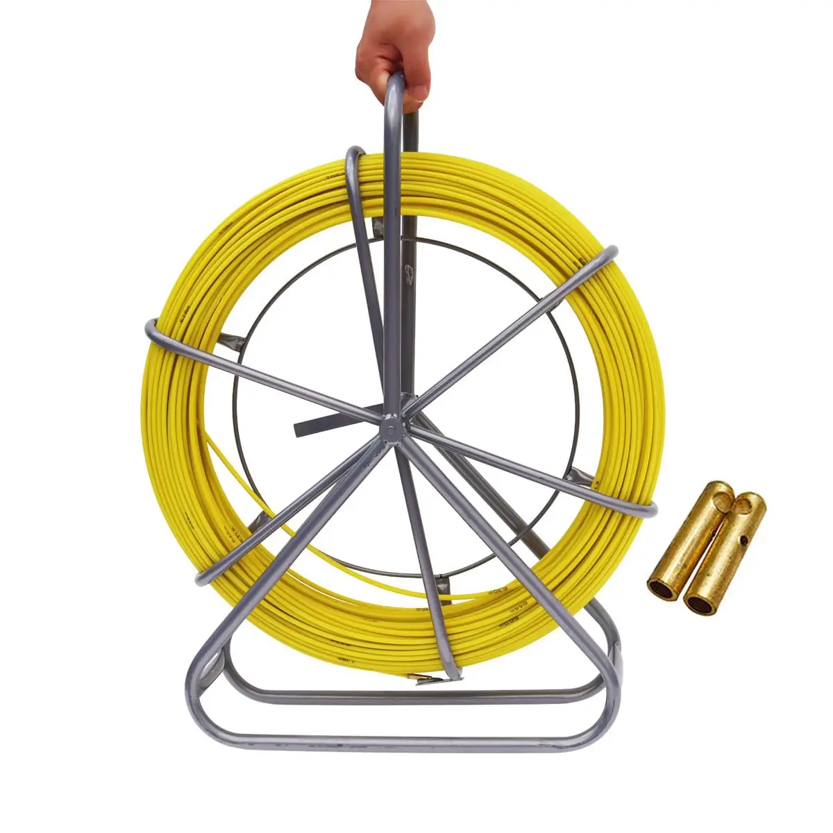 6mm 425FT Duct Rodder Fish Tape Fiberglass Wire Cable Running Rod Reel Wire with Durable Steel Stand, Fishtape Puller Conduit Pu