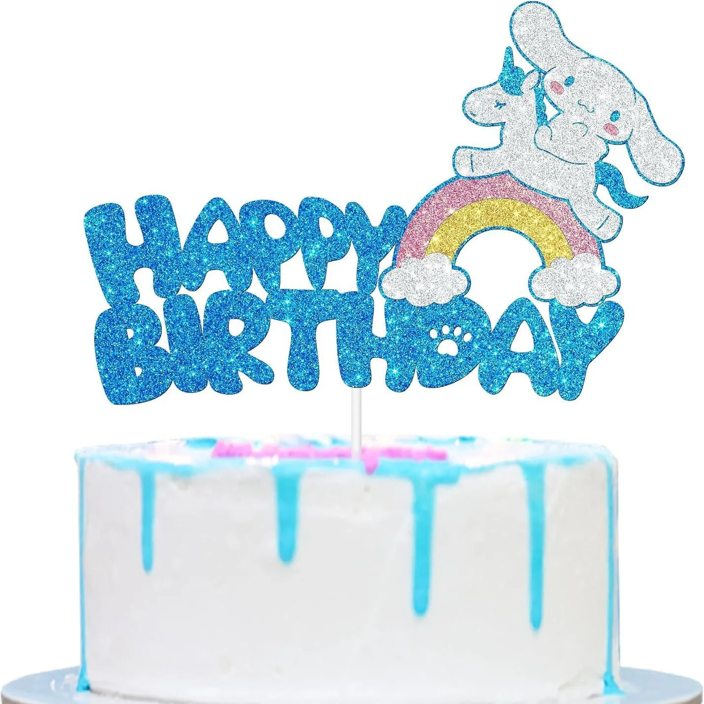 قطعة علوية لكعكة عيد الميلاد السعيدة من سينامورول، موضوع كرتوني لامع لحفلات أعياد الميلاد، مستلزمات تزيين الكب كيك للأطفال والبنات والأولاد #3