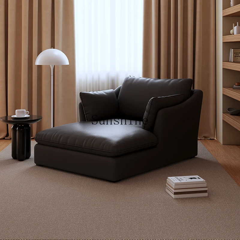 Italian minimalist leather art down single sofa living room balcony bedroom recliner