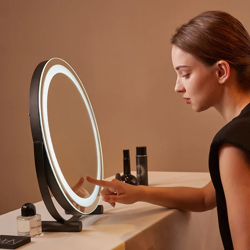 Makeup mirror desktop desktop led with light fill light charging dresser rotating dormitory