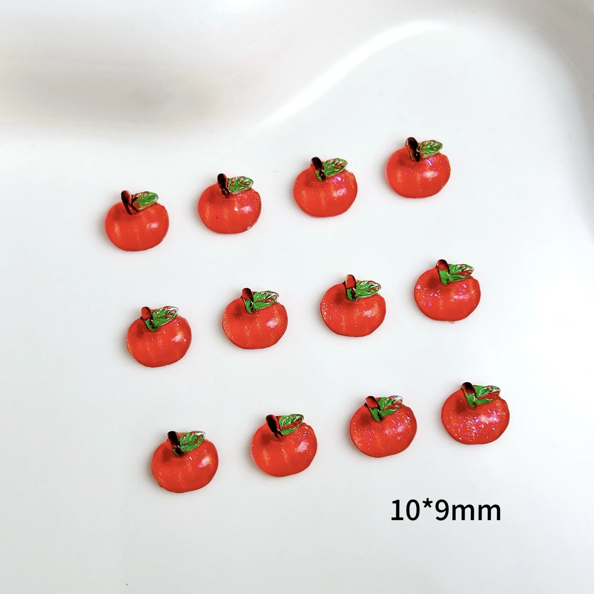 20PCS Translucent Creative Apple Resin Nail Charms 3D Realistic Red Apple Nail Art Decorations for DIY Hair Clip Nails Supplies