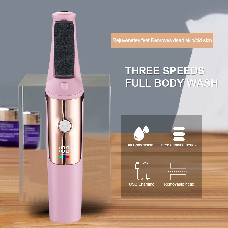 LCD 무선 필링 트리머 그라인딩 헤드, 전문 굳은살 제거제, 전기 발 파일 연마기, 3 개