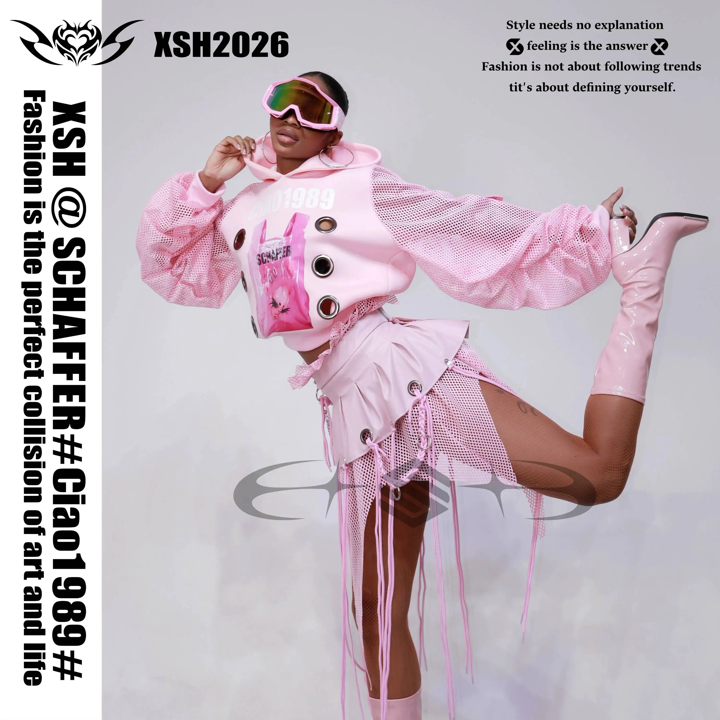 Halloween Nightclub Bar Female GOGO Pink Sports Style Short Coat Tassel Short Skirt Sweet Cool Female Ds Stage Performance Dress view 2