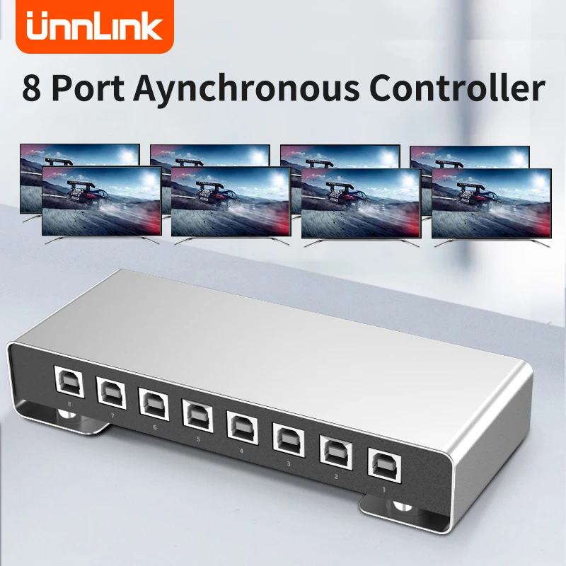 Unnlink USB 8-portowy kontroler Aynchroniczna klawiatura i mysz Udostępnianie 8 szt. Komputerowy przełącznik KVM Rozdzielacz Rozdzielacz do monitora