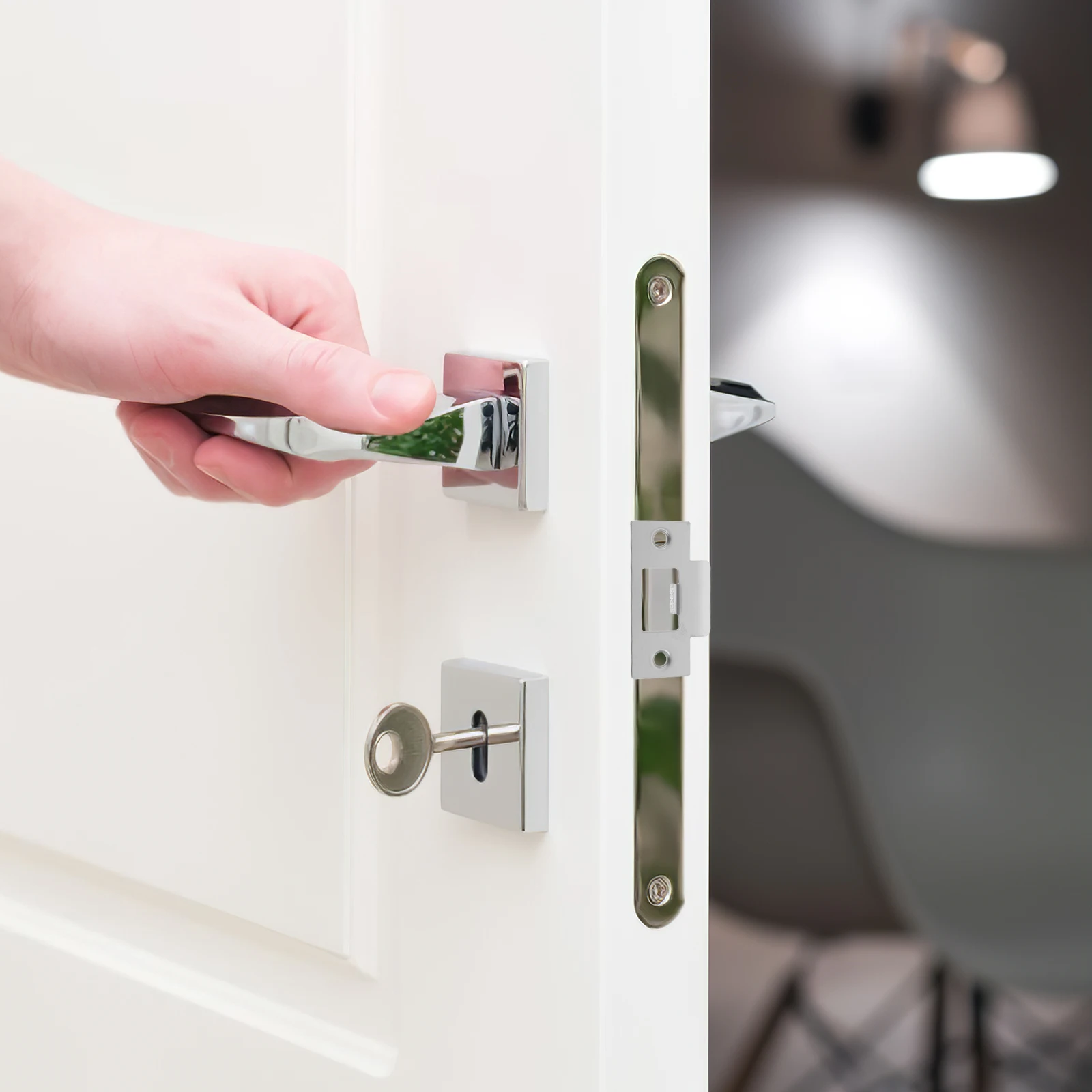 2 set di piastre per porta, coperture per catenaccio in acciaio inossidabile, kit di rinforzo per porta per riempitivo per fori interni ed esterni