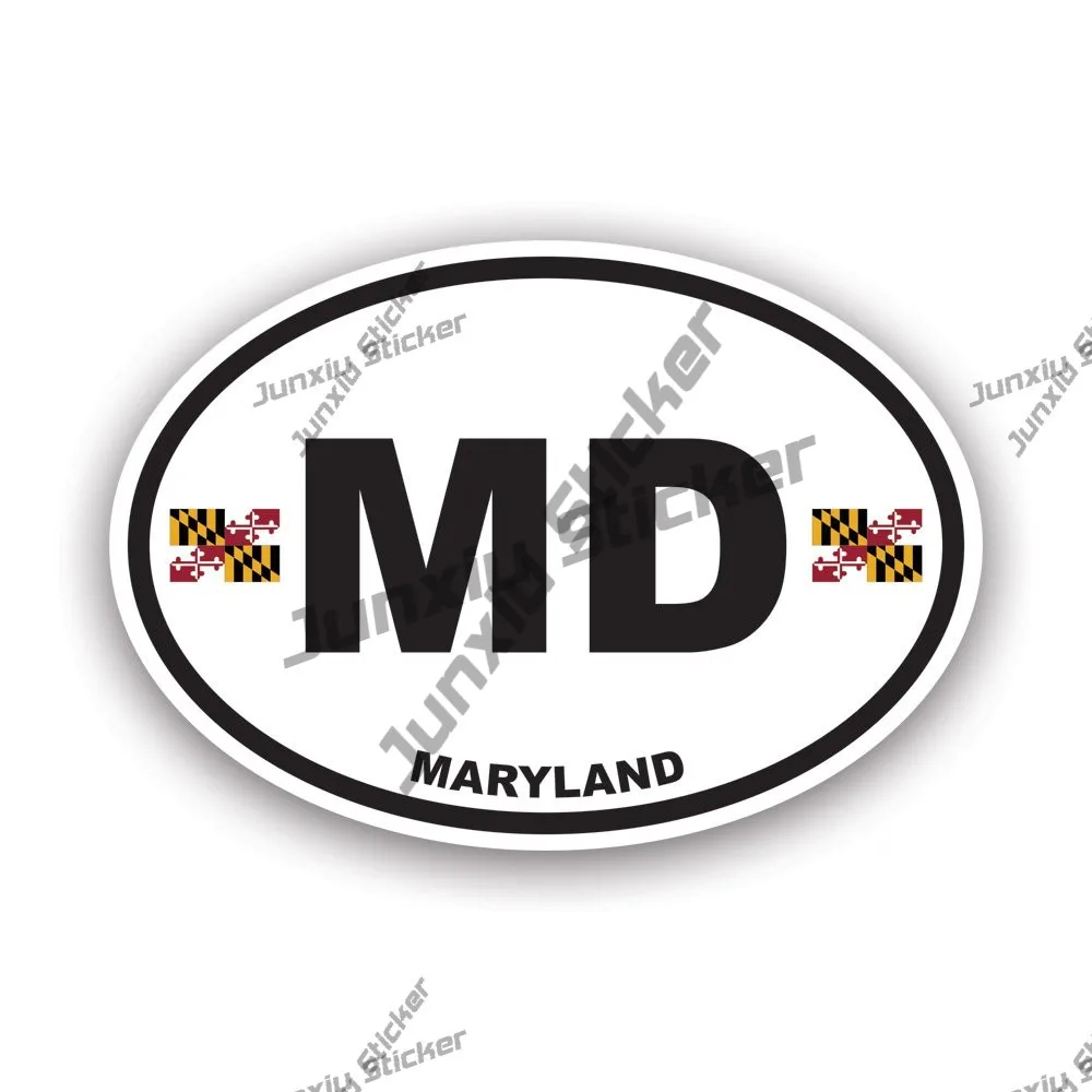 

Maryland America Flag Oval Sticker Country Code MD Flag Decal Cover Scratches Decor Graphic Beauty Bike Stickers Waterproof PVC