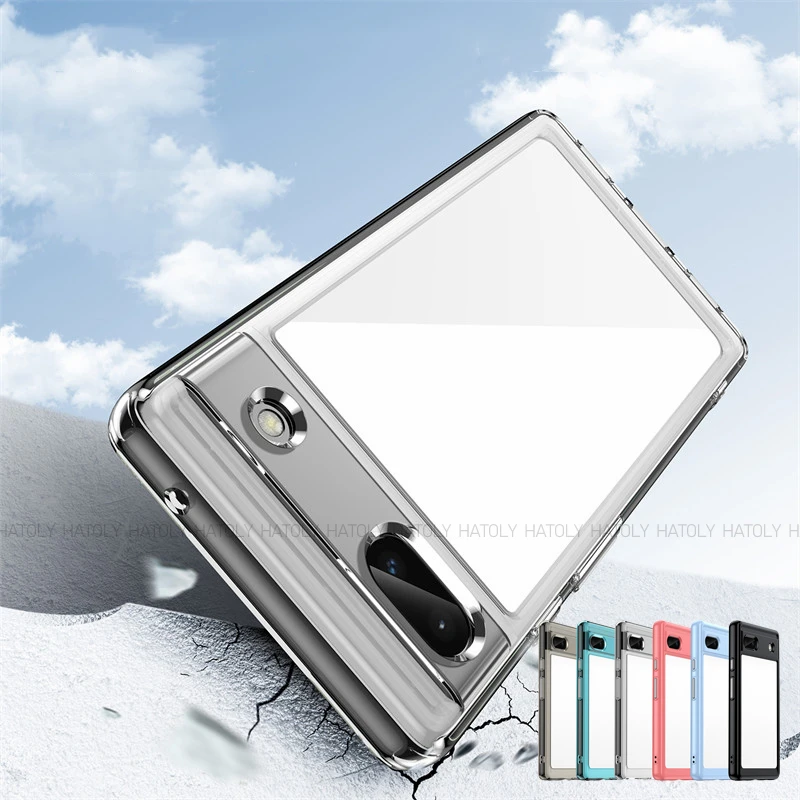 For Google Pixel 6A Case Google Pixel 6A 7A 7 8 Pro Cover Luxury Clear PC Case Shockproof Silicone Protective Phone Back Cover