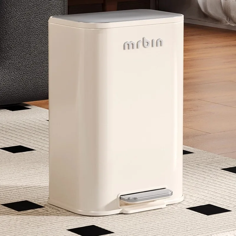 

Контейнер для мусора с педалью, большой емкости, для кухни и гостиной, прямоугольный, из нержавеющей стали, с крышкой