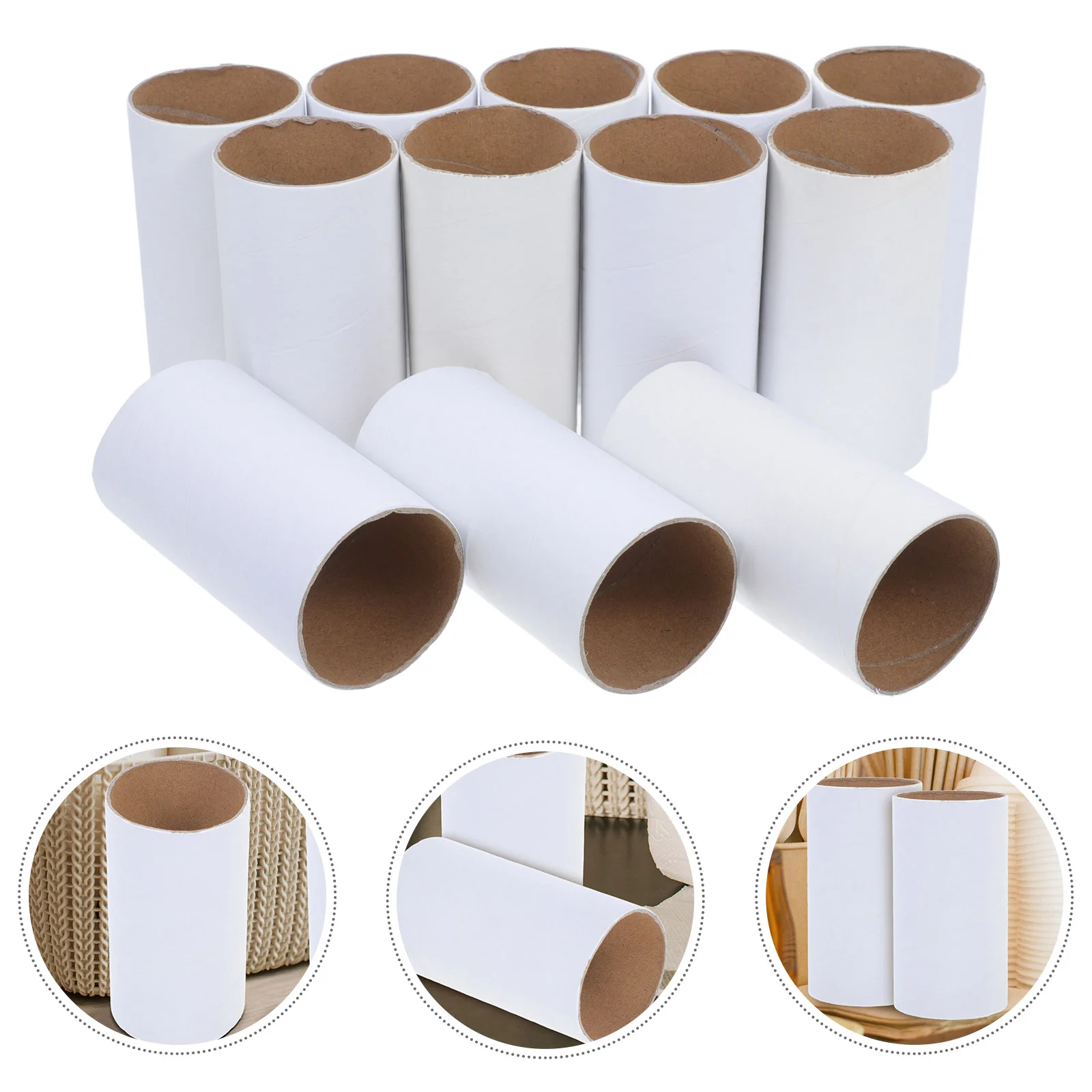 Tube en papier artisanal pour enfants, matériaux exécutifs, projets de bricolage, fournitures en vrac, tubes d'emballage, blanc, enfant, 12 pièces