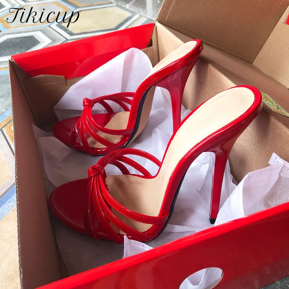 Tikicup Sexy 13cm Extreme High Heel Summer Slippers Women Red Open Toe Slide Stilettos Cross dress Fetish Gay Man Unisex Shoe