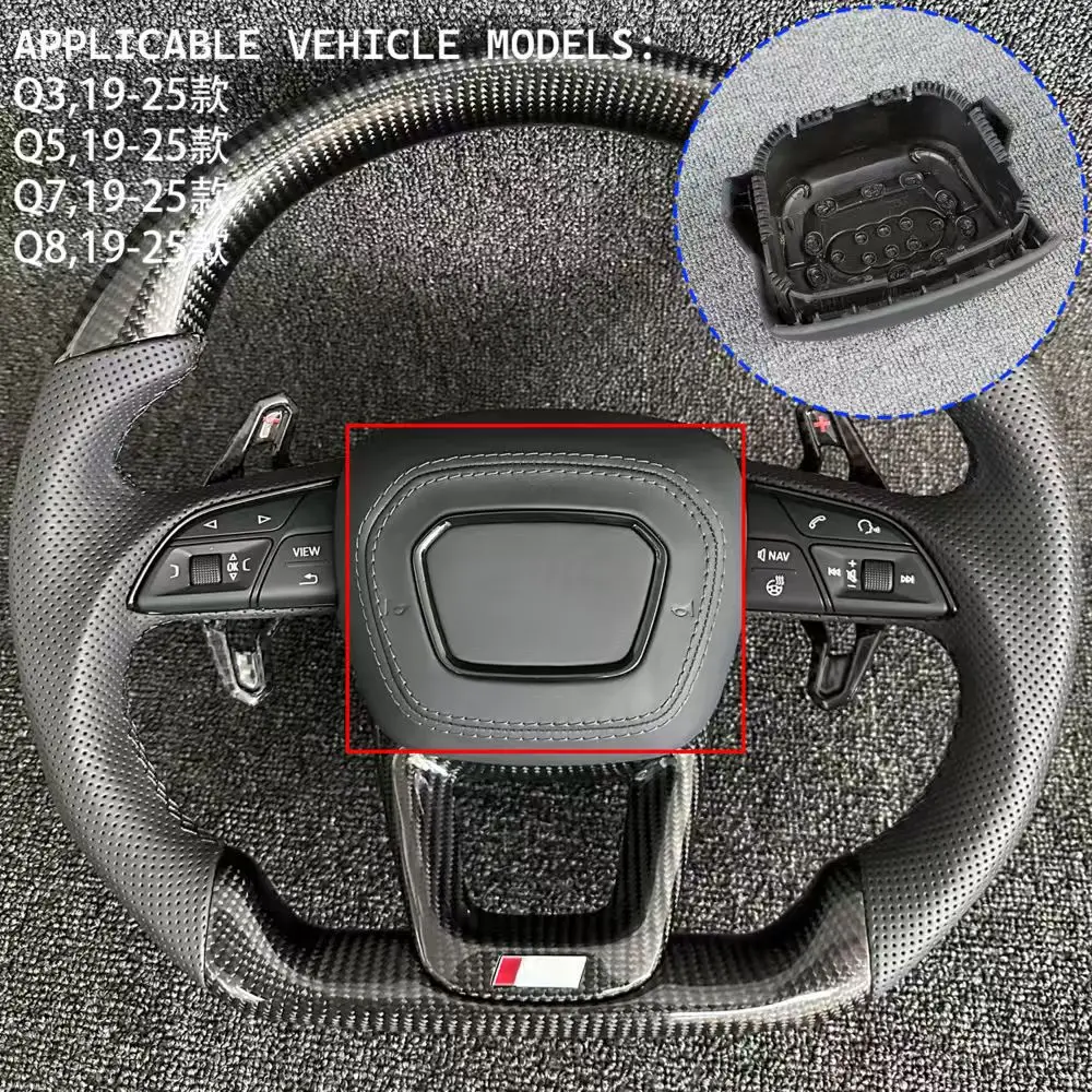 Lederen en suède stuurwielhoezen, claxonhoezen voor Audi A1 / A3 / A4 / A5 / A6 / A7 / A8 / Q3 / Q5 / Q7 / Q8 / R8 / TT